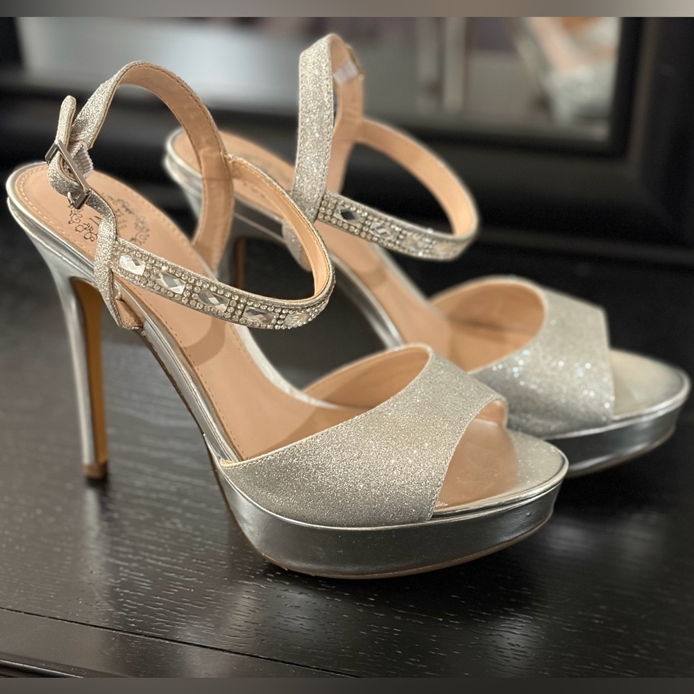Sparkling Silver Platform Heels - image 1
